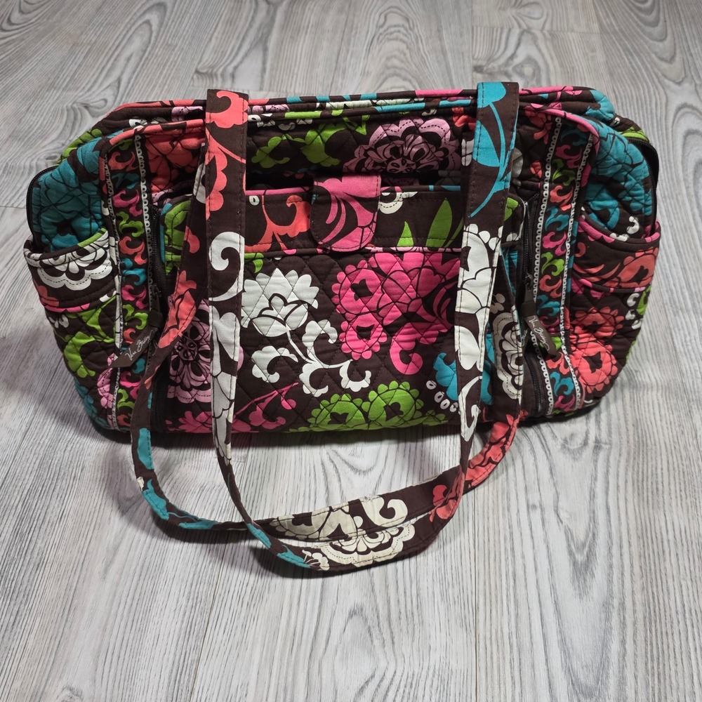 Vera Bradley Large Diaper Bag With Changing Pad Mat - Retired Lola Pattern